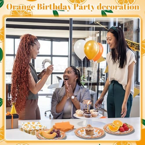 Funnymoom 200 Pcs Orange Citrus Party Decorations Paper Plates Serve 50 - Image 5