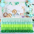 Hawaiian Green Table Skirts Ruffled Tutu Tablecloth for St. Patrick's Day Luau Hawaiian Tropical Beach Party Island Theme Decorations Mint Grass Green - Image 2