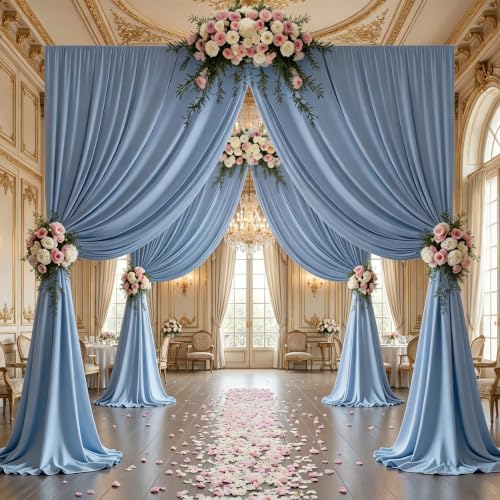 30x10ft Dusty Blue Backdrop Curtain Panels for Parties - Wrinkle Free Polyester Photo Curtain Backdrop Wedding Back Drop Fabric Drapes for Party Decorations Background for Photography by WishCare