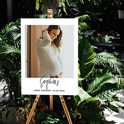 Andaz Press 16"x20" Personalized Canvas Baby Shower Welcome Sign, Custom Photo Minimal Modern Gender Neutral Large Welcome Baby Shower Sign for Easel Stand, Baby Shower Decorations - Image 3