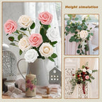 Artificial Flowers Realistic Roses, Real Looking Fake Roses with Stem for DIY Wedding Bouquets Centerpieces Bridal Shower Party Home Romantic Decorations (White/Cream/Light Pink, 100pcs) - Image 4