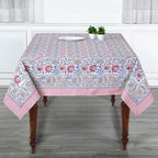 Ridhi Pigeon Blue Hand Block Print Cotton Rectangle Tablecloth 118 x 70 inch-Reusable Table Cover Decorative Everyday Use for Dining Room, Farmhouse, Thanksgiving, Christmas Wedding, Fall - Image 2