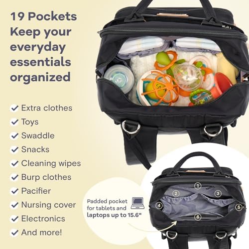 RUVALINO Baby Diaper Bag Backpack with Changing Pad, Waterproof, XL Black - Image 6