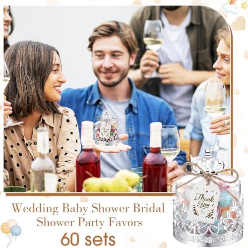 Jingmore 60 Sets Mini Crown Candy Boxes Party Favor,Sliver - Image 5