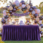 Wish Care Dark Purple Polyester Table Clothes for 4 Foot Rectangle Tables, Wrinkle Free Fitted Table Cover with Pleated Ruffle Table Skirt for Birthday Party Wedding Trade Show Event Display - Image 3