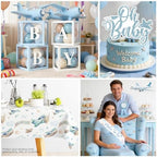 288PCS Cocomigo Blue Airplane Baby Shower Decorations for 25 Guests - Image 6