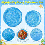 Ceenna 452 Pcs Ocean Waves Party Decorations for 50 Guest, Under The Sea Pool Paper Plates Napkins Cups Tablecloth Cutlery Straw for Summer Blue Ocean Water Beach Birthday Baby Shower Party Supplies - Image 3
