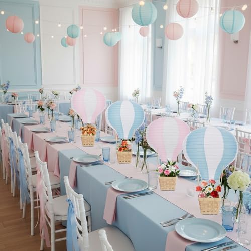 Meooeck 8 Sets Pink and Blue Hot Air Balloon Table Centerpieces Decor - Image 5
