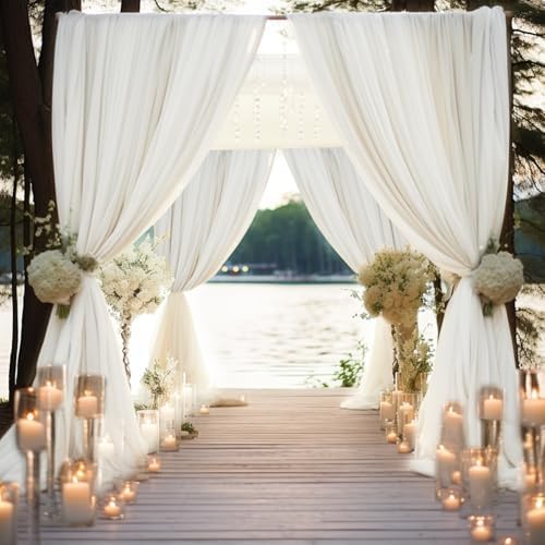 10ft x 9ft Ivory Backdrop Curtains for Parties Weddings, Wrinkle Free Silky Polyester Fabric Photo Backdrop Drapes, 2 Panels 5X 9 ft Cream Backgrounds Cloth for Birthday Baby Shower Photography - Image 2