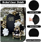 Metal Arch Stand and Cover Set,1 Black Spandex Fitted Backdrop with 1 Gold Wedding Arched Stand Frame for Parties Birthday Baby Shower Bridal Banquet Decoration (7.2FT) - Image 3