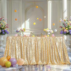 Poise3EHome Light Gold Sequin Tablecloth 90×132 Inch Rectangle Sparkly Fabric Table Cloth for Birthday Wedding Party Holiday Baby Shower Christmas Decoration - Image 4