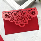 NC 50 Sets Red Laser Hollow Tri-fold Luxury Invitation Card for Wedding Invitation Holiday Dinner Party Invite Card (Red, Whole set) - Image 3