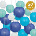 PaperLanternStore.com Ultimate 20pc Sky Blue Variety Paper Lantern Party Pack - Assorted Sizes of 6, 8, 10, 12 Inch (5 Round Lanterns Each) for Weddings, Birthday, Events and Decor by Quasimoon - Image 5