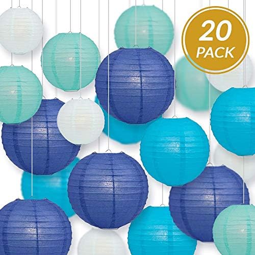 PaperLanternStore.com Ultimate 20pc Sky Blue Variety Paper Lantern Party Pack - Assorted Sizes of 6, 8, 10, 12 Inch (5 Round Lanterns Each) for Weddings, Birthday, Events and Decor by Quasimoon - Image 5