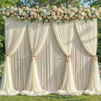 Champagne Tulle Backdrop Curtain for Parties Wedding,10ft x 10ft Wrinkle Free Curtain Backdrop,2 Layer Drapes for Backdrop,Polyester Back Drop for Bridal Shower Birthday Baby Shower Photography by Shillance