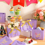 Jetec 45 Pcs Mini Thank You Gift Bag with Handle, Light Purple/gold - Image 3