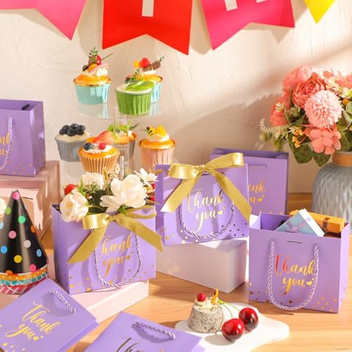Jetec 45 Pcs Mini Thank You Gift Bag with Handle, Light Purple/gold - Image 3