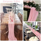 6 Pack 10Ft Pink Valentine's Day Chiffon Table Runner 29x120 Inches Sheer Fabric Table Runner Romantic Wedding Runner for Thanksgiving Christmas Bridal Shower Decorations（Pink） - Image 4