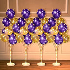Wettarn 4 Set Balloon Column Kit for Floor with LED Light Balloons Stand Kit Tower Pillar Backdrop for Wedding Birthday Summer Baby Shower Party Decorations(Gold and Purple) by Wettarn