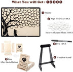 Wedding Guest Book Alternative, Guest Book Signs with Wooden Hearts Guest Book Wedding Reception for Wedding Anniversary Birthday Party Baby Shower (Black) - Image 2