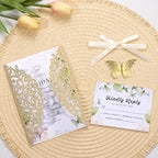 50PCS Gold Wedding Invitations with Envelopes and RSVP Cards - Image 3