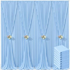 8 Panels Baby Blue Backdrop Curtain for Baby Shower Parties Light Blue Wrinkle Free 40ft x 10ft Backdrop Drapes for Birthday Photo Gender Reveal Photography Polyester Fabric Background Decoration by Suppromo