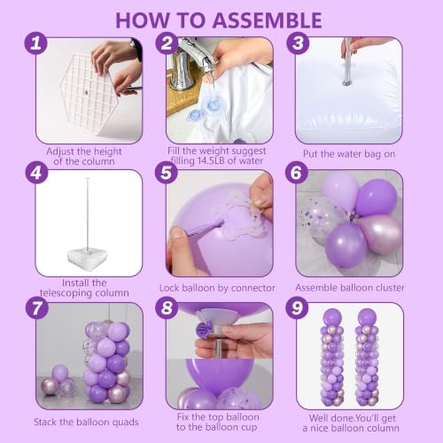 Purple Balloon Column Stand Kit of 2 with Lavender Balloons - Image 5