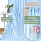 Baby Blue Tulle Backdrop Curtain for Parties Wedding,20ft x 10ft Wrinkle Free Curtain Backdrop,2 Layer Drapes for Backdrop,Polyester Back Drop for Bridal Shower Birthday Baby Shower Photography - Image 5