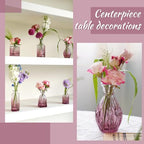 Bud Vases Set of 12, Small Purple Vase Glass Vases for Flowers Vintage Ribbed Colored Wedding Flower Vase for Decor in Bulk Decor Bridal Shower Centerpieces Home Table Decoration - Image 6