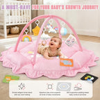 5-in-1 Baby Gym Play Mat with Cartoon Pattern, Extra Thick Plush Tummy Time Activity Gym with Hanging Toys, Sensory Development & Motor Skills Training Floor Mat, Unicorn - Image 5