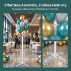 Balloon Display Pole, 63.4" White Detachable PVC Construction: Cross Base Balloon Tower Display Stand for Birthday Party, Wedding and Baby Shower Decor - Image 3