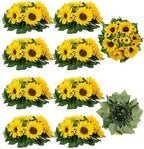 BLOSMON Sunflowers Artificial Flowers Ball - 10 Pcs Fake Yellow Sunflower Flowers CenterPieces Decoration for Wedding Table - Silk Kissing Floral Arrangements for Home Party Event DIY Decor by Blosmon