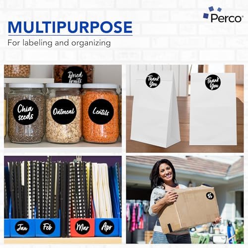 Perco Black Perforated Round Circle Dot Sticker 3-Inch Labels — 10 Rolls, 5,000 Stickers - Bold Signage, Logo Stickers, Warning & Instruction Labels, Strong Adhesive - Made in USA - Image 3