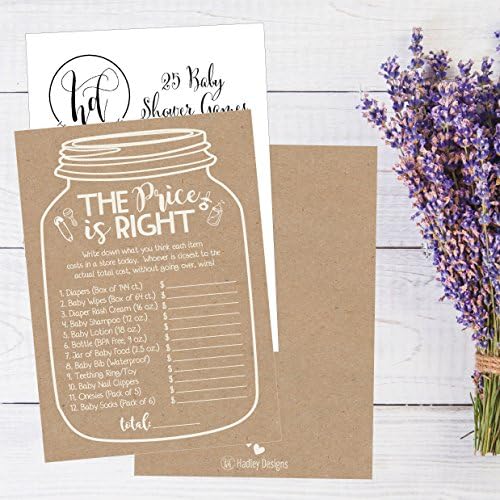 Hadley Designs Hilarious Baby Shower Games Set – 25 The Price is Right Baby Shower Game Cards for 25 Guests, Gender Neutral and Fun for Boys & Girls (Rustic) (Pack of 2) - Image 5
