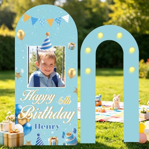 6FT 6.6FT Custom Foam Arch Backdrop Board with Stand, Personalized Foam Arch Backdrop Board with Name Photo, Birthday Party Ceremony Indoor Outdoor Use Decor for Him Men by YZPPDHFCCustomGift
