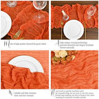 24 Pack Orange Table Runner 10Ft Cheesecloth Table Runner Rustic Gauze Table Runners Romantic Long Sheer Fabric Cheese Cloth Table Runners for Wedding Party Bridal Baby Shower - Image 3