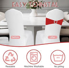 100PCS Spandex Stretch Red Chair Sashes Bows Universal Elastic Chair Cover Bands Ties with Buckle Slider for Wedding Party Birthday Reception Event Banquet Decoration(Red) - Image 5