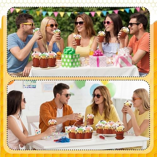 Jingmore 60 Sets Bee Honey Jar Pots Party Favors Bulk, Brown - Image 7