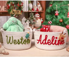 Personalized Cute Small Woven Basket with Handles, Custom Cotton Rope Room Shelf Storage Basket, Empty Decorative Gift Basket, Decorative Round Bin for Nursery Bedroom Bathroom (Style F) - Image 6