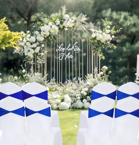 Spandex Royal Blue Chair Sashes Bows 60 Pcs Blue Chair Sashes Elastic Chair Cover Bands Ties Without Buckle for Wedding Birthday Party Ceremoney Events Decoration - Image 5