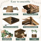 Barydat Wooden Baby Shower Crate Basket with Handle, Dark Walnut - Image 3