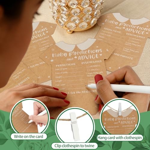 Fayoo 134 Pcs Wood Blocks to Decorate, Wood Games Kit with Wooden Blocks Prediction and Advice Card Clothes Pins Storage Box Game Sign Markers(White) - Image 3