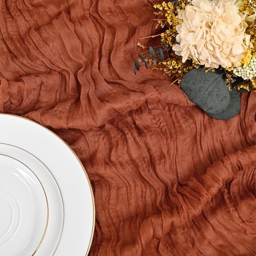 24 Pack Terracotta Table Runner 10Ft Cheesecloth Table Runner Rustic Gauze Table Runners Romantic Long Sheer Fabric Cheese Cloth Table Runners for Wedding Party Bridal Baby Shower - Image 5