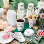 Vesici 60pcs 14oz Wildflower Botanical Coffee Cups with Lids and Sleeves Cute Toilet Floral Herb Disposable Coffee Cups Cocoa to Go Paper Cup for Summer Birthday Wedding Bridal Shower Party Supplies - Image 4
