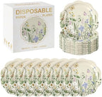 Kochorie 100 PCS Wildflower Scalloped Party Plates, 9 Inch Disposable Floral Paper Plates, Vintage Flower Paper Plate, Floral Dinner Plate Bulk for Birthday Bridal Baby Shower Wedding Party Supplies by Kochorie