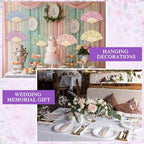 RattanView 30 Pcs Flower Tea Party Folding Hand Fan Bulk with Organza Bag Wedding Party Favor for Guests Floral Foldable Handheld Paper Fan for Bridal Shower Birthday Parties Supplies Decor Gift - Image 6