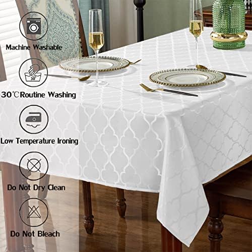 SASTYBALE Jacquard Tablecloth Rectangle, White, 60" x 120" - Image 4