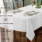 SASTYBALE Jacquard Tablecloth Rectangle, White, 60" x 102" - Image 4