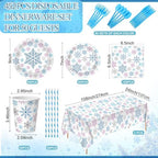 Funnymoom 452 Pcs Blue Purple Winter Snowflakes Party Supply 50, Plates set - Image 2
