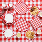 Red 254 Pcs Gingham Plates Napkins Party Supplies for 50 - Image 6
